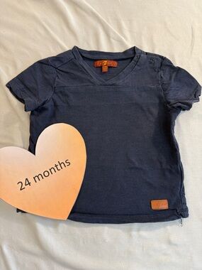 7 for-all-mankind - 24M Navy Blue Kids V neck Shirt
